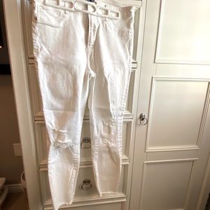 Abercrombie and Fitch white ripped jeans